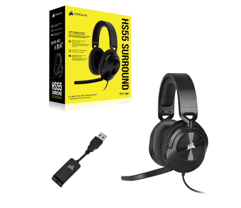 Corsair HS55 SURROUND Wired Gaming Headset  Black or White