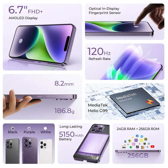 Oukitel P1  4G Smartphone with 6.7" AMOLED, 5150mAh, 8GB RAM 256GB ROM