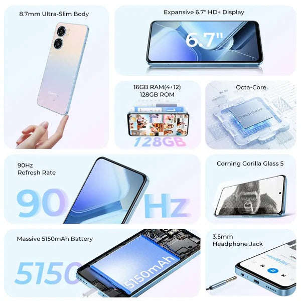 Oukitel C58 Smartphone  6.7 Display, 13MP Dual Camera