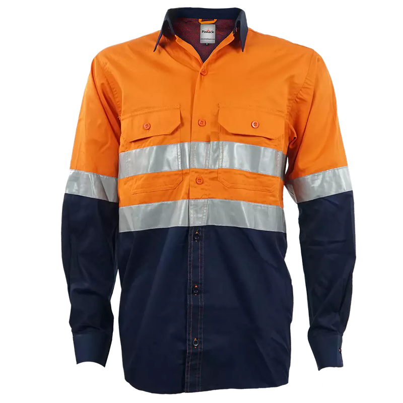 Navy / Orange  Vented Reflective Mining Shirt