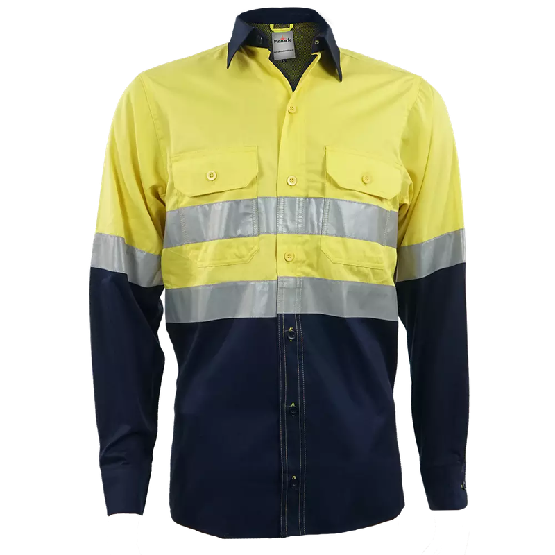 Navy / Yellow  Vented Reflective Mining Shirt