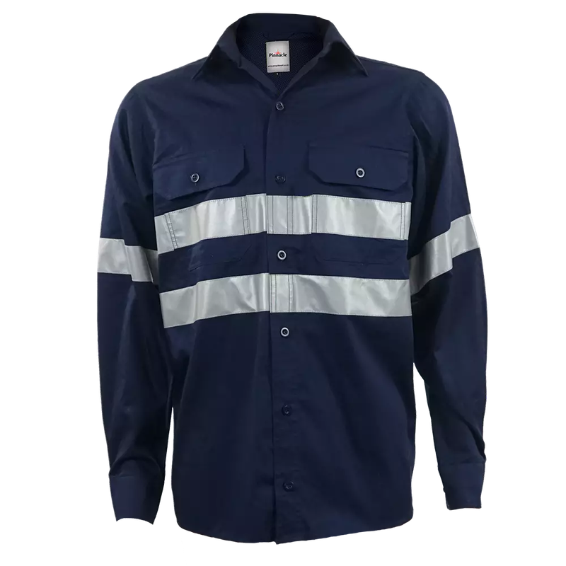 Navy Vented Reflective Mining Shirt