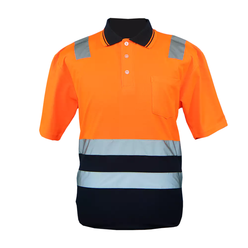 Orange / Navy Two Tone Hiviz Golf Shirt