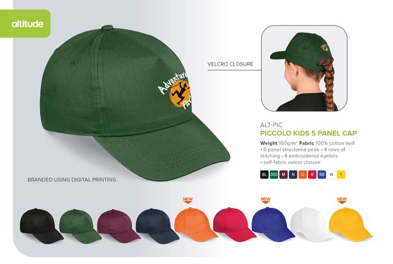 Piccolo Kids 5 Panel Cap - Yellow