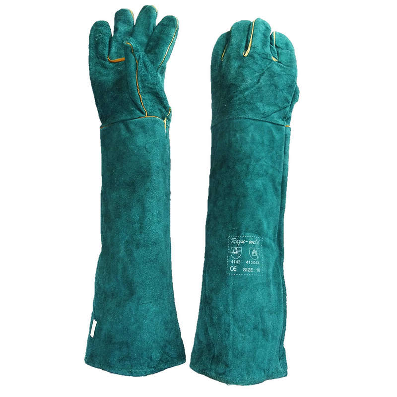 Green Lined Welding Gloves - Shoulder Length