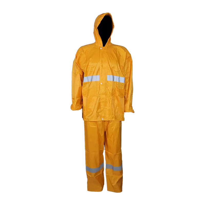 PVC Rubberised Rain Suit Yellow With Reflective Tape