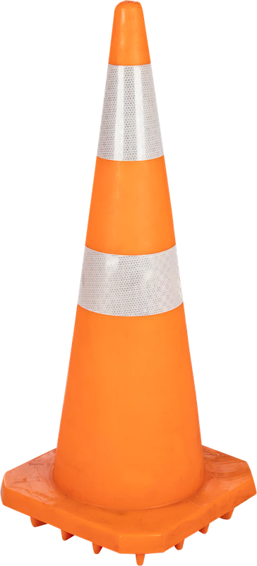 Orange Soft PVC Traffic Cone with Reflective Tape - 900mm