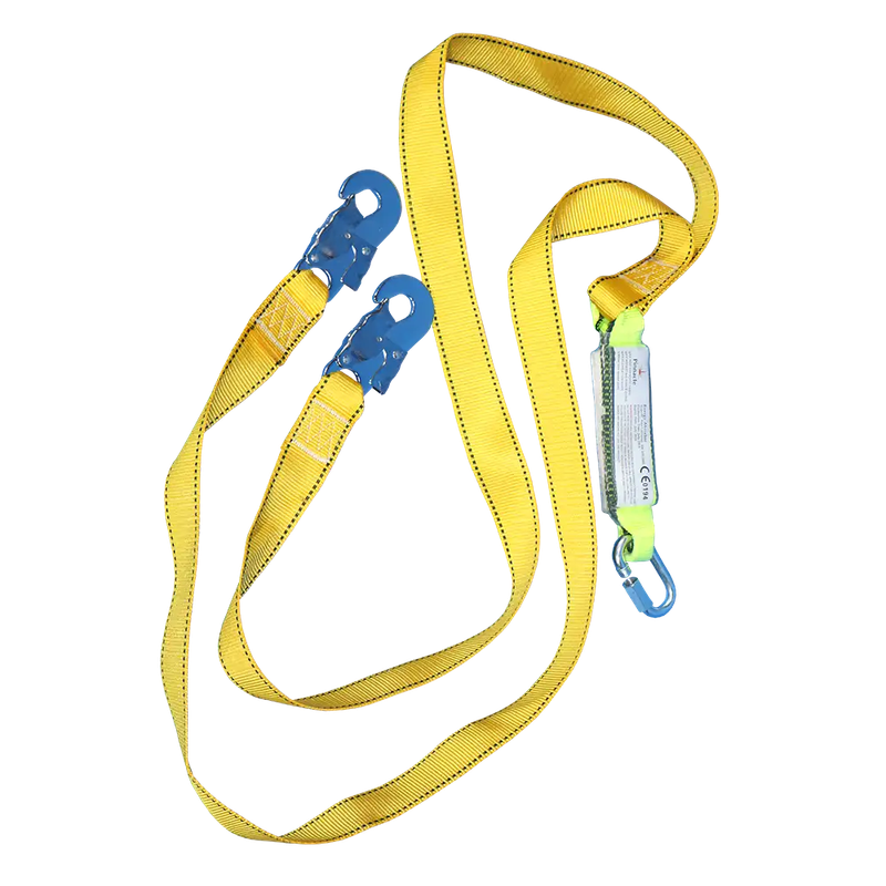Double lanyard with shock absorbor & snap hook