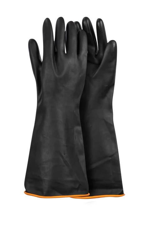 Black Industrial Rubber Glove Smooth Palm 55Cm