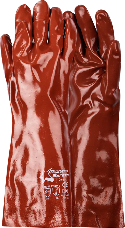 Pioneer Gorgon Brown Heavy Duty Pvc Glove Open Cuff 40Cm