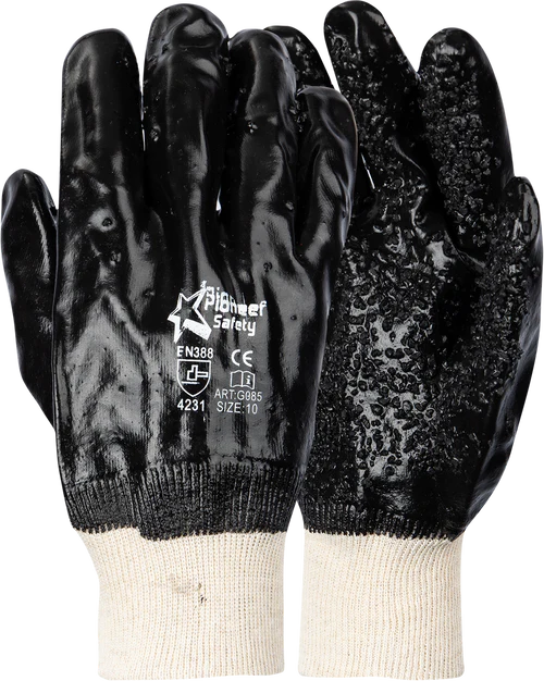 Pioneer Black Chip Palm Pvc Knit Wrist Glove