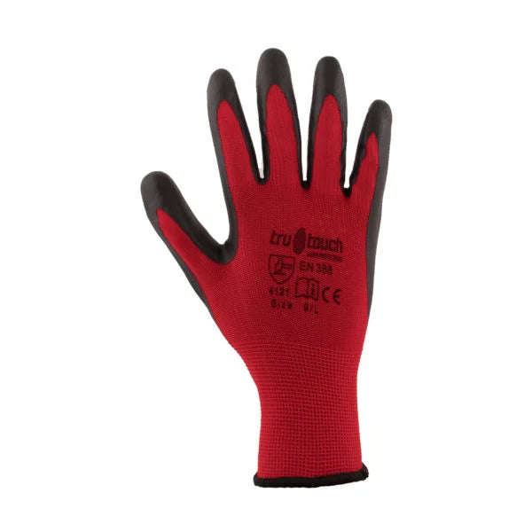 Tru Touch Red Smooth Nitrile Coated General Handling Gloves