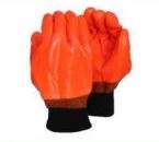 Orange PVC Freezer glove knit wrist, Hiviz