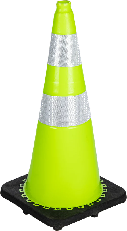 Traffic Cone Soft Pvc Lime With Black Rubber Base