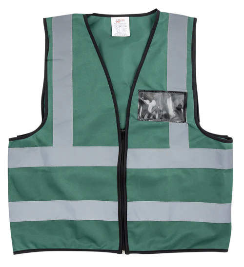Pioneer®Blackish Green Reflective Vest With Zip & Id Pouch