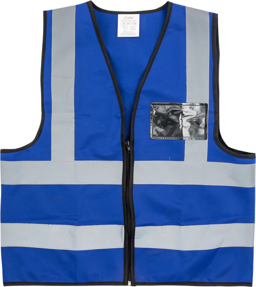 Pioneer®Blue Reflective Vest With Zip & Id Pouch