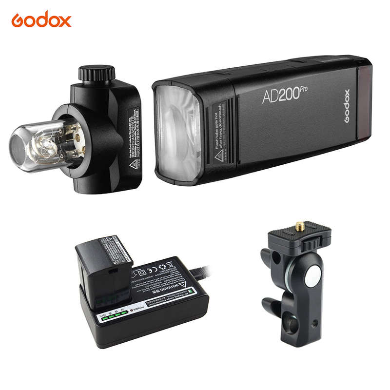 Godox AD200Pro Pocket Flash Portable Wireless TTL Flash with Changeable Flash Head (Speedlite/Bare B