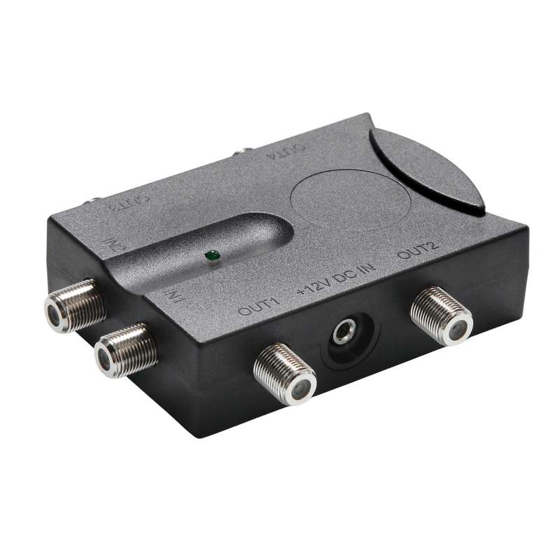 Bi-directional TV Amplifier 2 Inputs TV Antenna Signal Booster with 4 Outputs Low Noise TV Sig