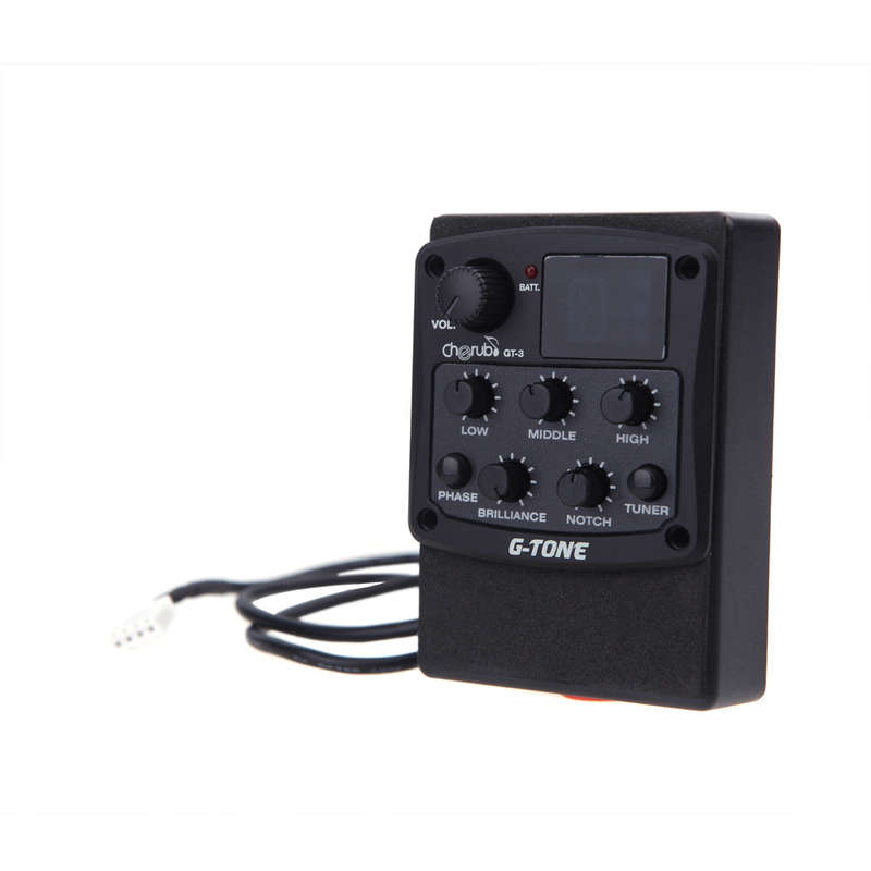 Cherub G-Tone 3-Band EQ Equalizer Acoustic Guitar Preamp Piezo Pickup LCD Tuner