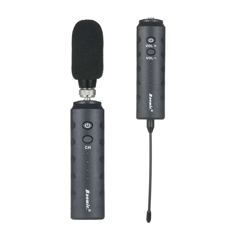 Baomic Mini Wireless Microphone Receiver & Transmitter System UHF Portable Rechargeable Recei