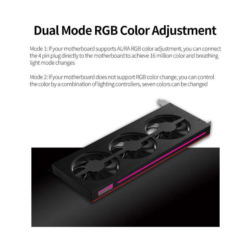 JONSBO Graphics Card Cooler Cooling Fan Graphics Card Radiator with 3 Fans RGB Effect for NVIDIA GTX