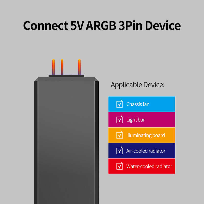Jonsbo 5V 3Pin ARGB Controller SATA Power Supply Manual Adjustment Controller for Chassis Fan Light