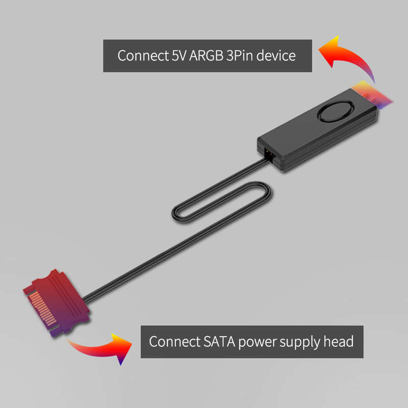 Jonsbo 5V 3Pin ARGB Controller SATA Power Supply Manual Adjustment Controller for Chassis Fan Light