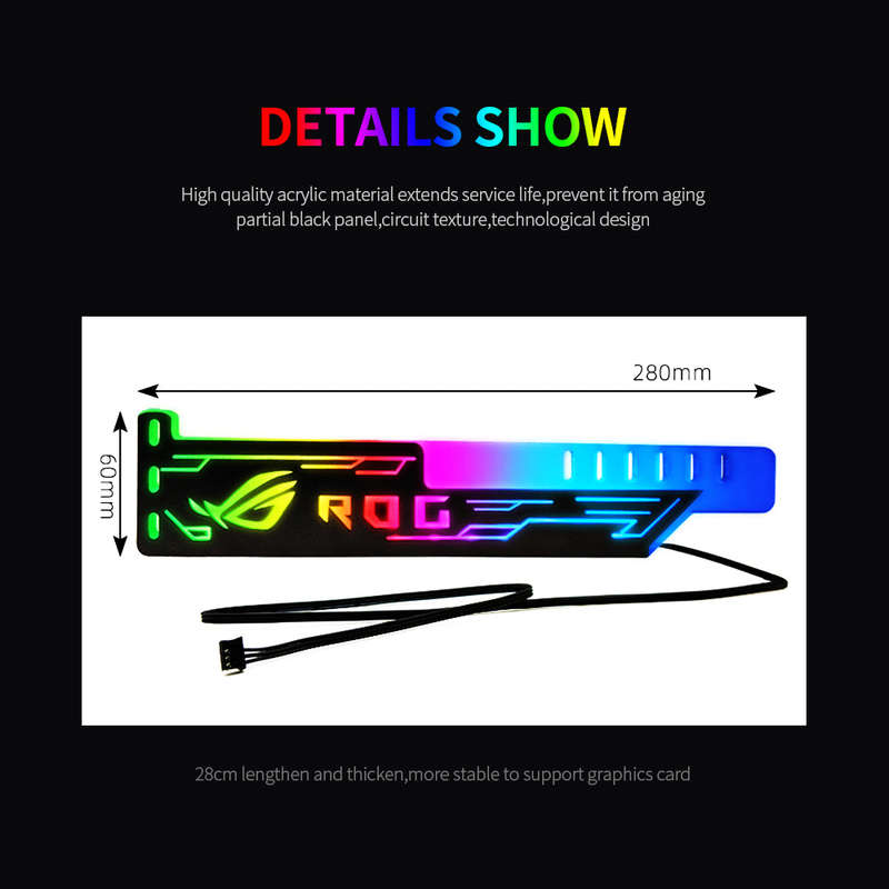 RGB25 RGB Graphics Card Stand Graphics Card Support with RGB Light Effect 5V 2Pin Power Supply Graph