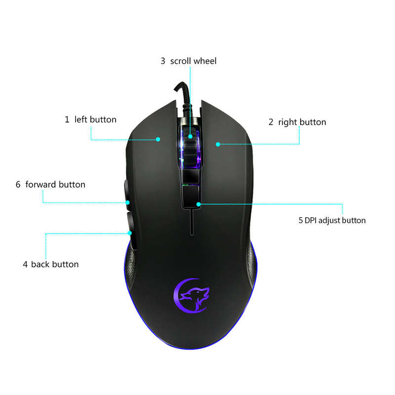 YWYT G812 USB Wired Mouse Gaming Mouse 3200DPI 6 Buttons Optical Gaming Mouse Ergonomic Mouse with C