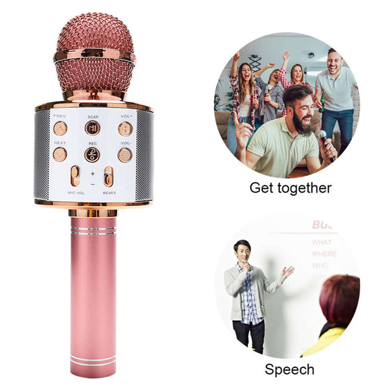 Professional BT Wireless Microphone Karaoke Speaker KTV Music Player Singing Recorder Handheld Micro
