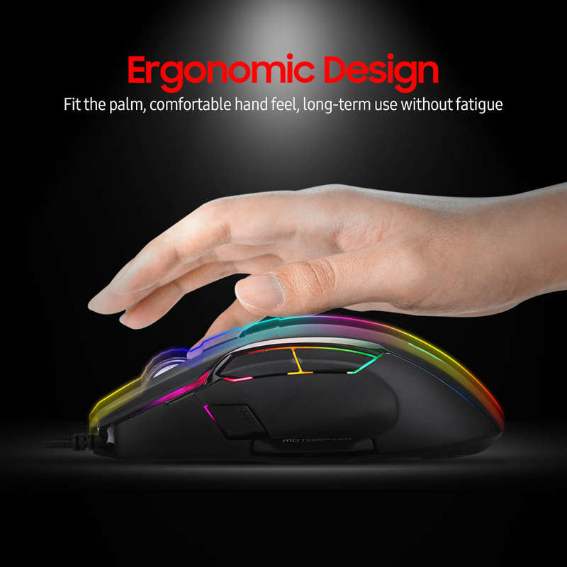 MOTOSPEED V90 Mouse USB Wired Gaming Mouse RGB Gaming Mouse Ergonomic Mice with 8 Adjustable DPI for