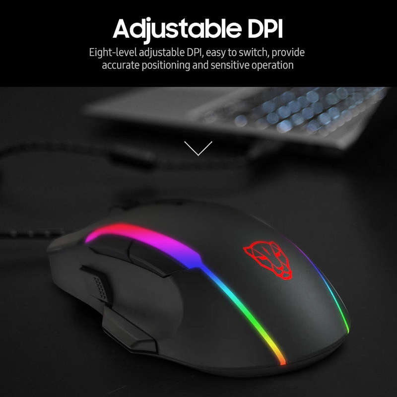 MOTOSPEED V90 Mouse USB Wired Gaming Mouse RGB Gaming Mouse Ergonomic Mice with 8 Adjustable DPI for