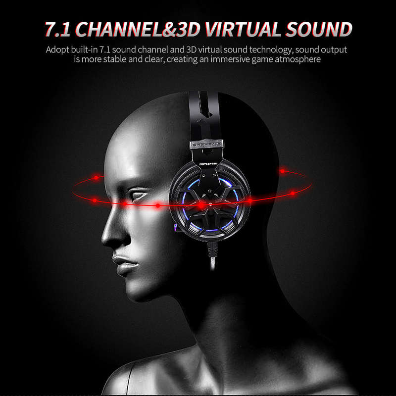 Motospeed H60 Wired Gaming Headset 7.1-channel 3D Virtual Sound Effect Headset with 50mm Driver Unit