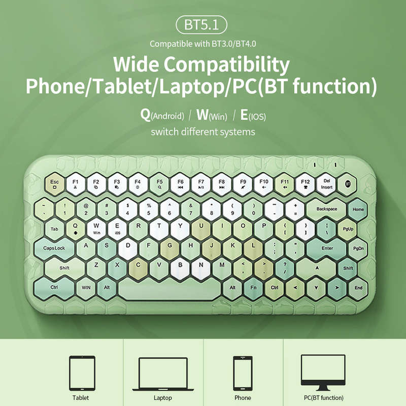 Mofii honey BT Wireless BT Keyboard Mixed Color 83 Key Mini Portable Girls Keyboard for Phone/Tablet