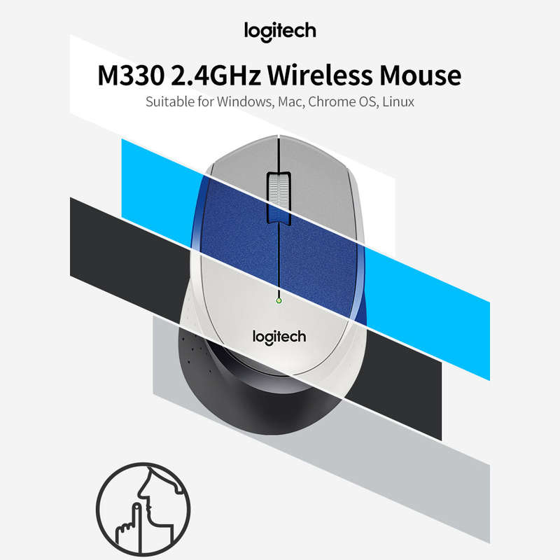 Logitech M330 2.4GHz Wireless Mouse Ergonomic Mute Mouse with 2.4G Nano Receiver Plug and Play for D