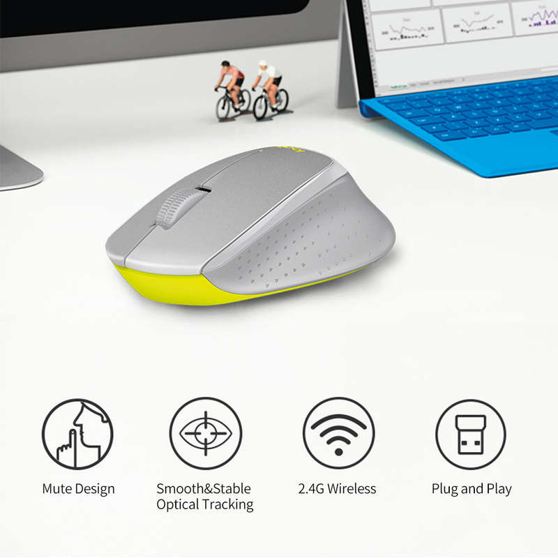 Logitech M330 2.4GHz Wireless Mouse Ergonomic Mute Mouse with 2.4G Nano Receiver Plug and Play for D