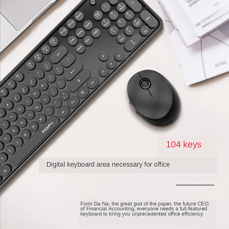Mofii Sweet Keyboard Mouse Combo Pure Color 2.4G Wireless Keyboard Mouse Set Circular Suspension Key