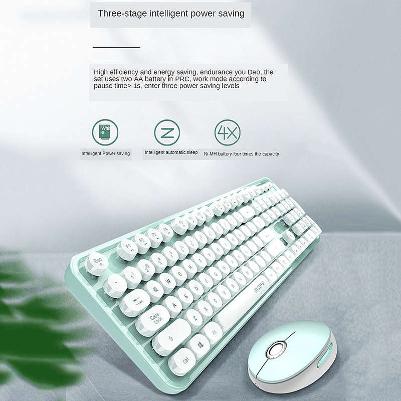 Mofii Sweet Keyboard Mouse Combo Pure Color 2.4G Wireless Keyboard Mouse Set Circular Suspension Key