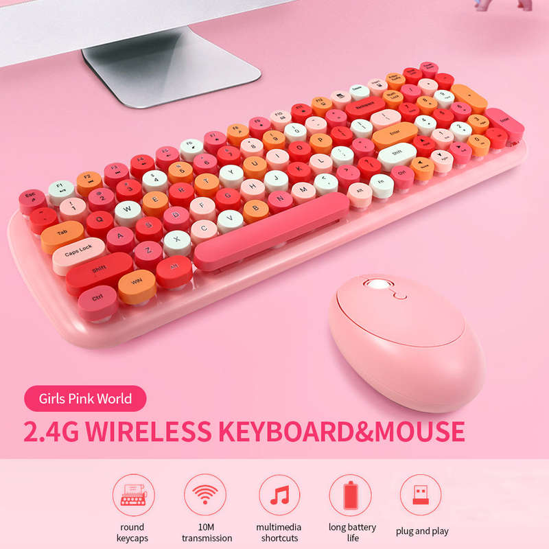 Mofii Candy XR 2.4G Wireless Keyboard Mouse Combo with 100-key Round Keycaps Mixed Color Keyboard 4-
