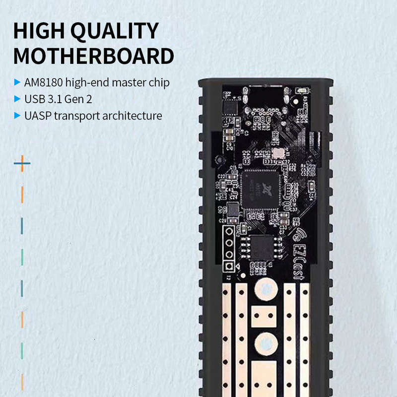 EZCast S8000  GEN2 Hard Drive Enclosure M.2 NVME Portable SSD Enclosure PCI-e to USB 3.1 Applicable