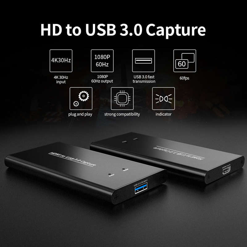 4K HD Video Capture Card HD to USB 3.0 Audio & Video Capture Device 4K Input Full HD 1080P Output Ca