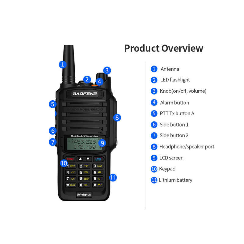 BAOFENG UV-9R Plus Portable Two-way Radio Dual Band Handheld Walkie Talkie FM Transceiver IP67 Water
