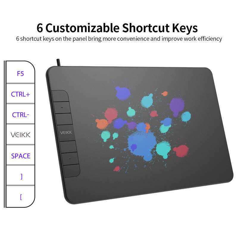 VEIKK VK640 Graphics Tablet Digital Drawing Tablet with 8192 Levels Pressure Sensitivity 5080LPI Res