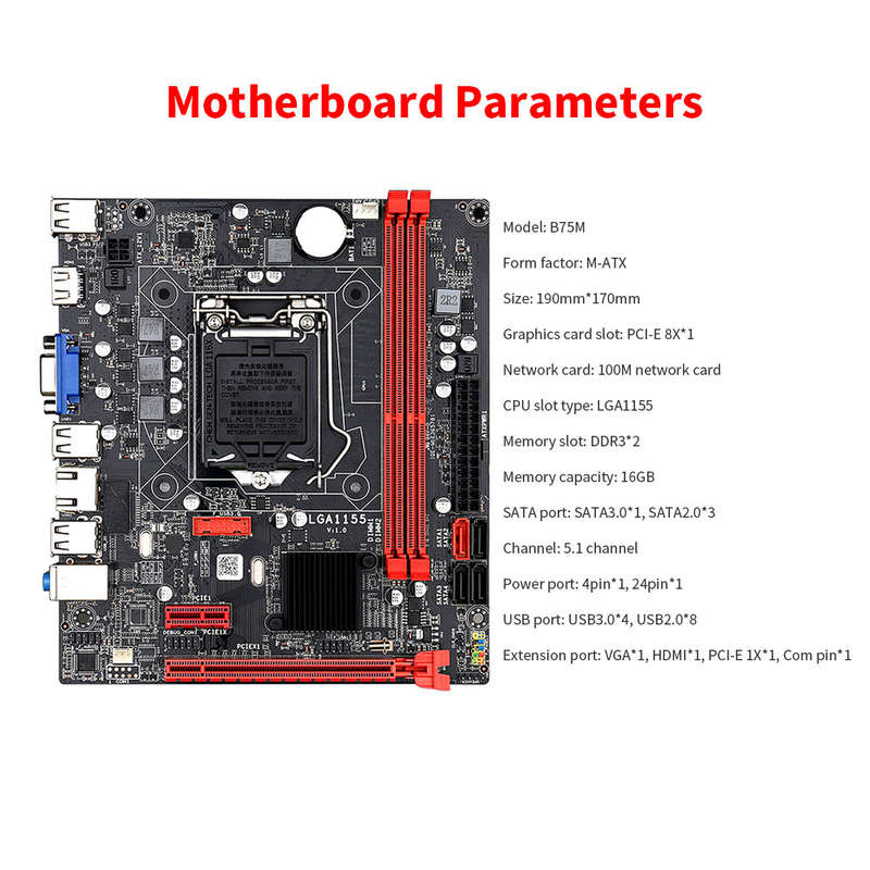 Jingsha B75M Motherboard Support i3-2100 i3-2120 i3-3240 i5-2400 i5-3450 i5-3470 i7-2600 i7-3770 2th
