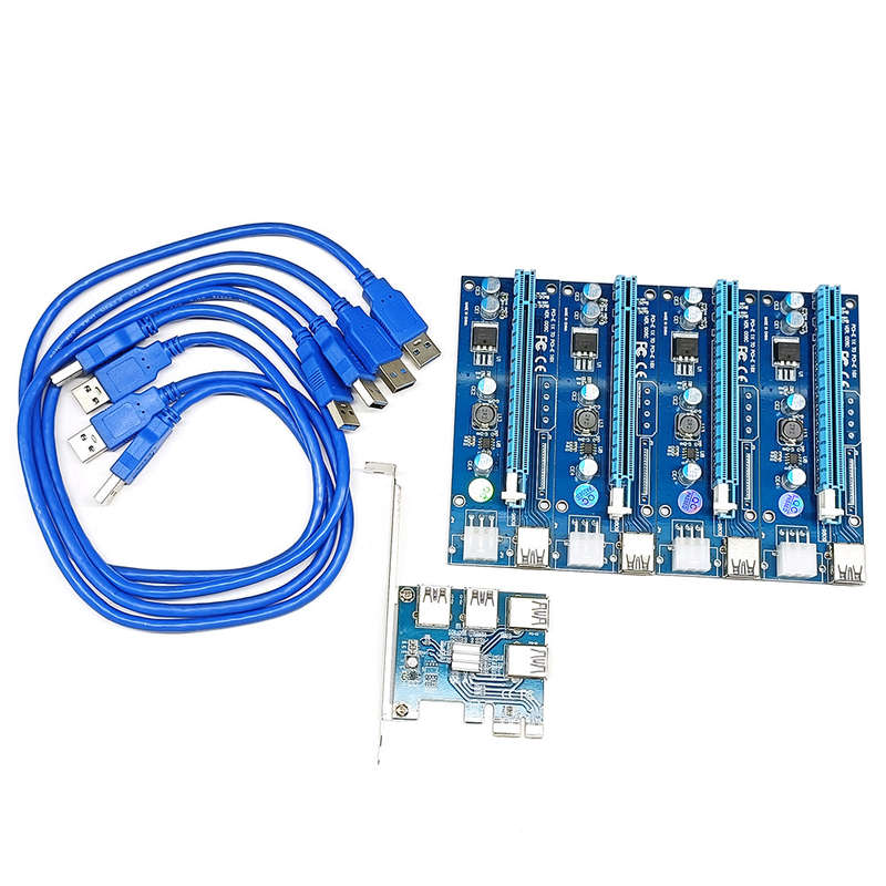 PCI-E X1 to PCI-E X16 Adapter Card PCI-E Converter Card Expansion Card with 4 USB3.0 Ports Desktop C