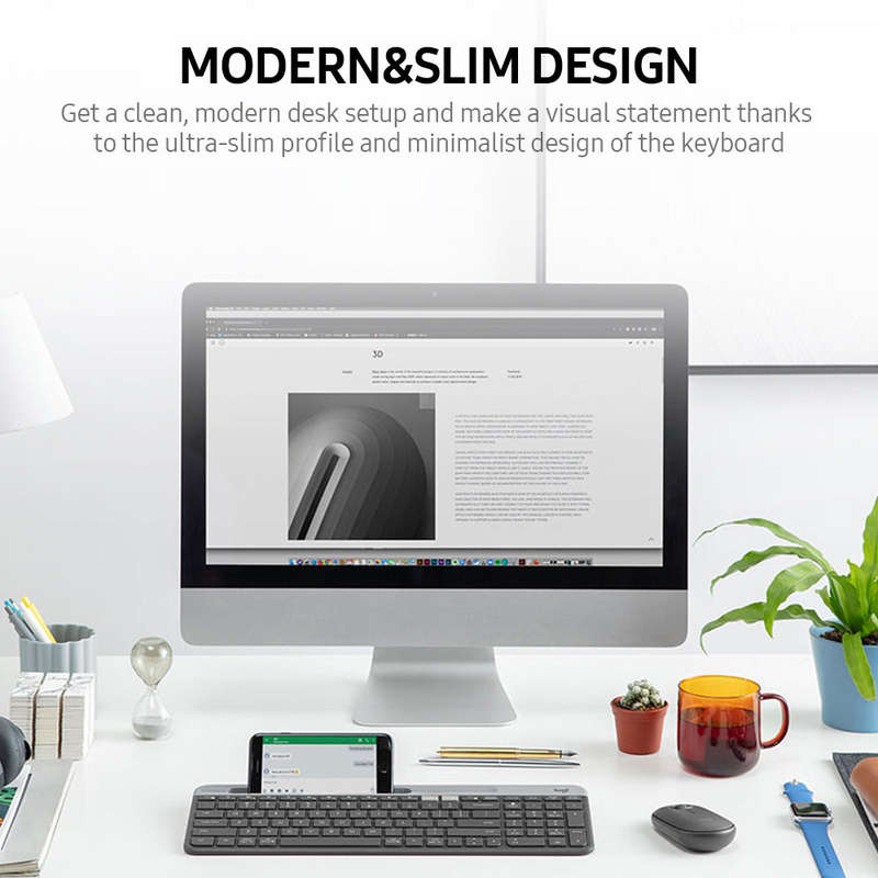 Logitech K580 Wireless Office Keyboard BT&Unifying Dual-mode Multi-device Ultra-thin Keyboard with I