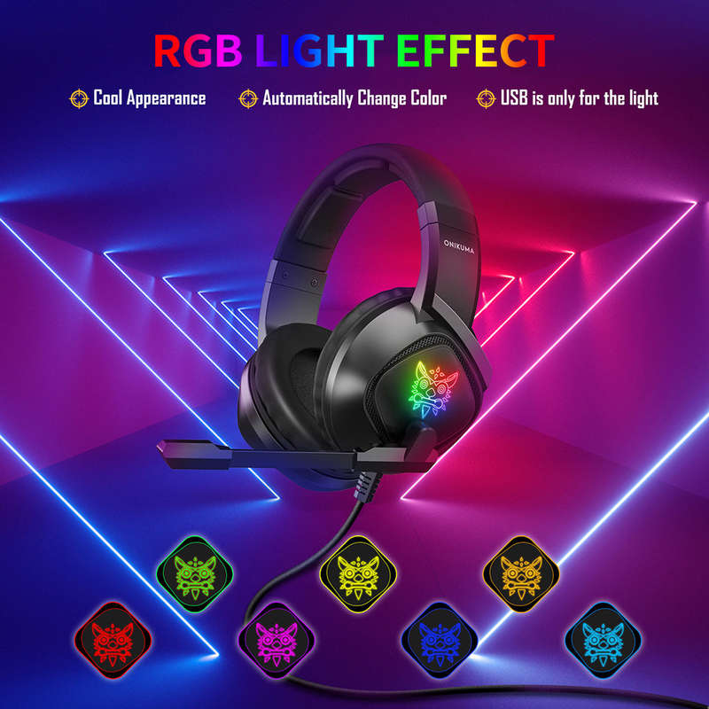 ONIKUMA K19 Wired E-sports Gaming Headset with 40mm Driver Unit Noise Reduction Microphone Wide Comp