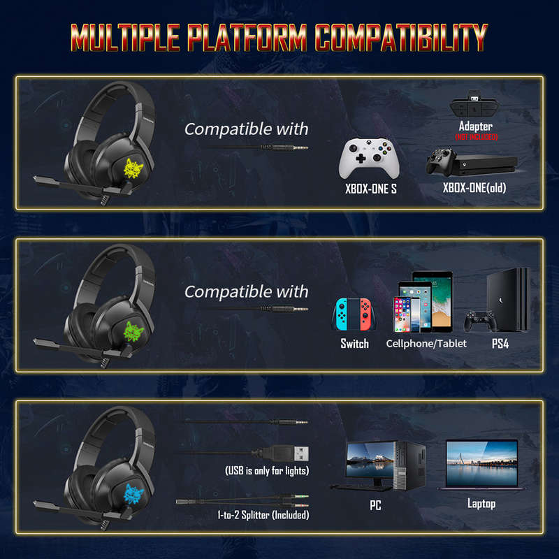 ONIKUMA K19 Wired E-sports Gaming Headset with 40mm Driver Unit Noise Reduction Microphone Wide Comp