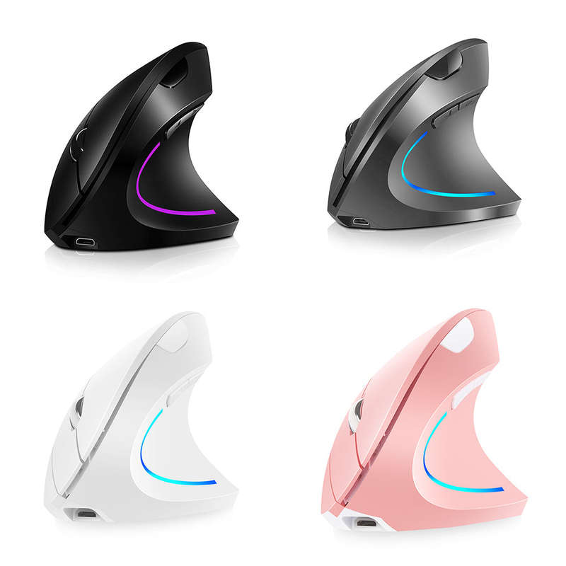 2.4G Wireless Vertical Mouse Rechargeable Upright Ergonomic Mouse 3 Adjustable DPI Levels RGB Flowin