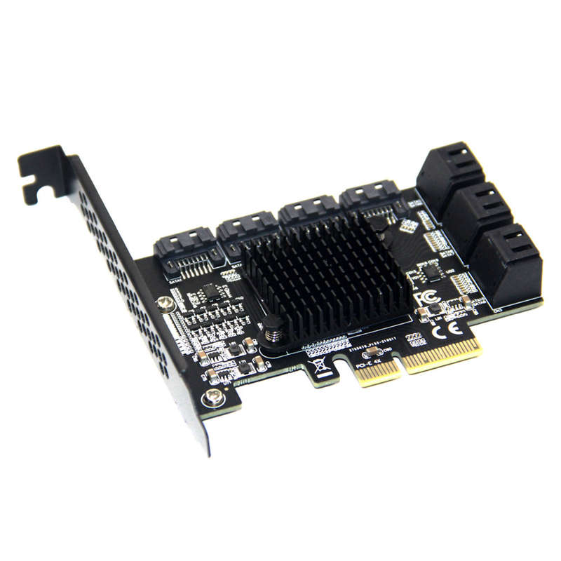 PCI-E 4X to 10 SATA3.0 Adapter Card Desktop Computer Expansion Card with LED Status Indicator Light